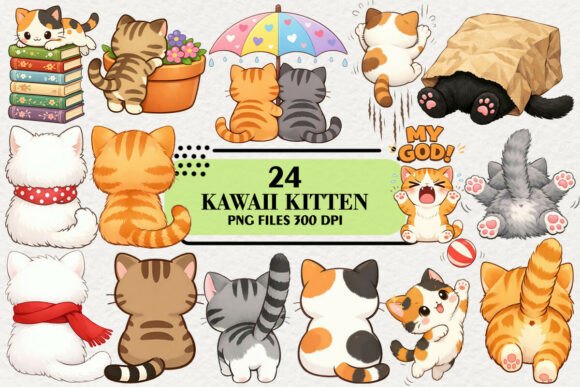 Download Kawaii Kitten Lovers Clipart Bundle - Art Collection