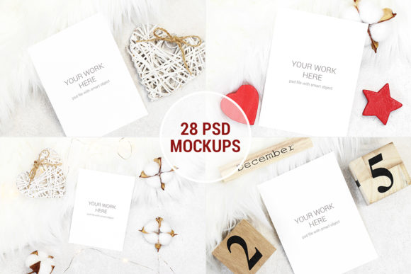Download Mockup Pack 28 PSD with Smart Objects - Art Collection