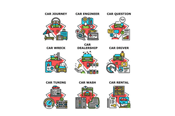 Download Car Dealership Set Icons Vector - Premium Resources