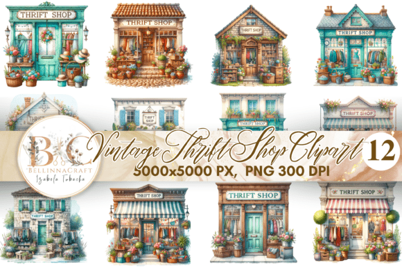 Download Vintage Thrift Shop Clipart Bundle PNG - Art Collection