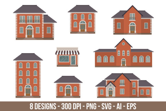 Download Brick House Building Clipart Set. - Art Collection