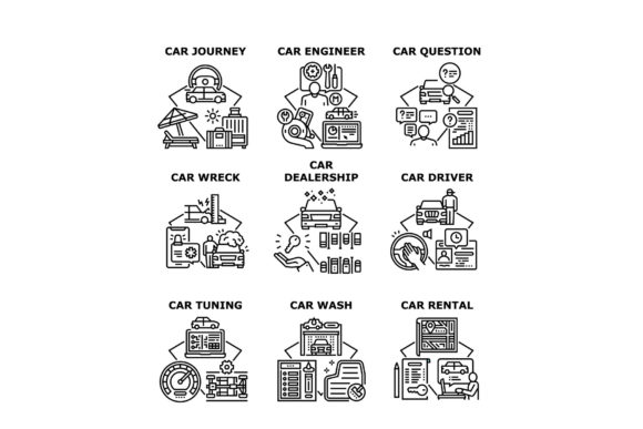 Download Car Dealership Set Icons Vector - Premium Resources