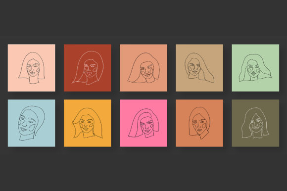 Download Cute Line Art Poster Illustration Set - Art Collection